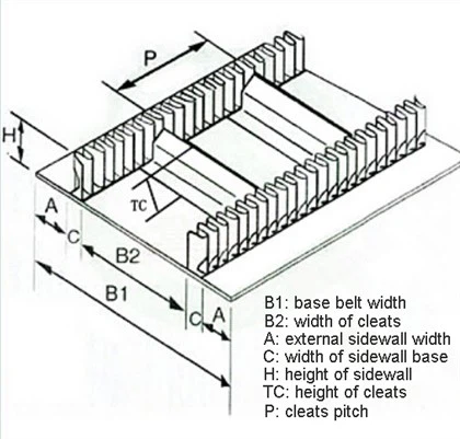 Correias transportadoras de ripa com borda elevada